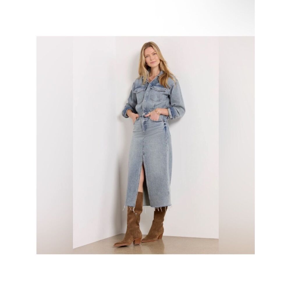 Pistola Women's Amira Midi 100% Cotton Jean Dress in Riviera Size XS - Picture 3 of 11